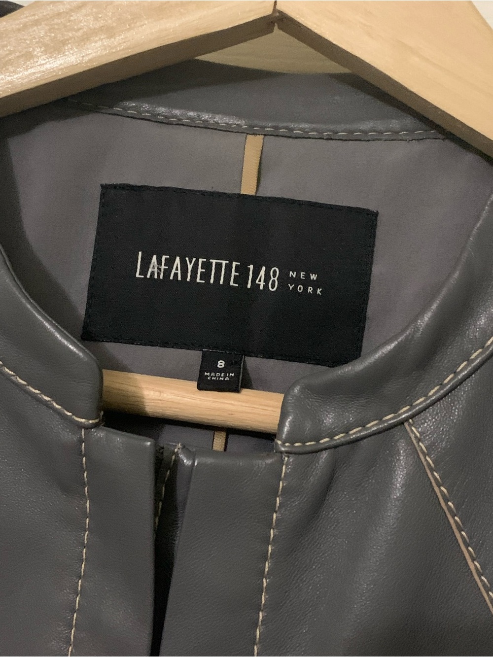Lafayette 148 Butter Soft 100% Gray Leather Jacket size 8 - Picture 2 of 12